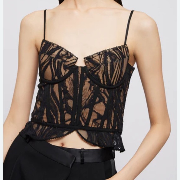 Simkhai Tops - SIMKHAI Dalila Women's Lace Bustier Top- Black Size 6